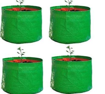 YUVAGREEN Green with Orange 200 GSM UV Treated Grow Bags for Terrace Gardening 12″x15″ Pack of 4
