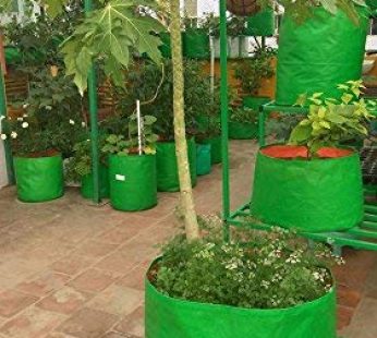 YUVAGREEN Terrace Gardening Leafy Vegetable HDPE Green with orange UV Treated Grow Bags 18″ Diax 24″ Height, Pack of 4