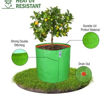 YUVAGREEN Premium Grow Bags for Terrace Gardening Vegetables & Flowers| Round Shaped Green Colour Grow Bag | Suitable for Terrace Gardening| Kitchen Gardening & Balcony (pack of 4, 12×12 INCH)