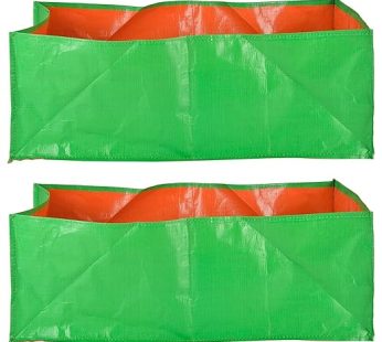 YUVAGREEN Green with Orange 200 GSM UV Treated Grow Bags for Terrace Gardening 36″x12″ x12″ Pack of 2